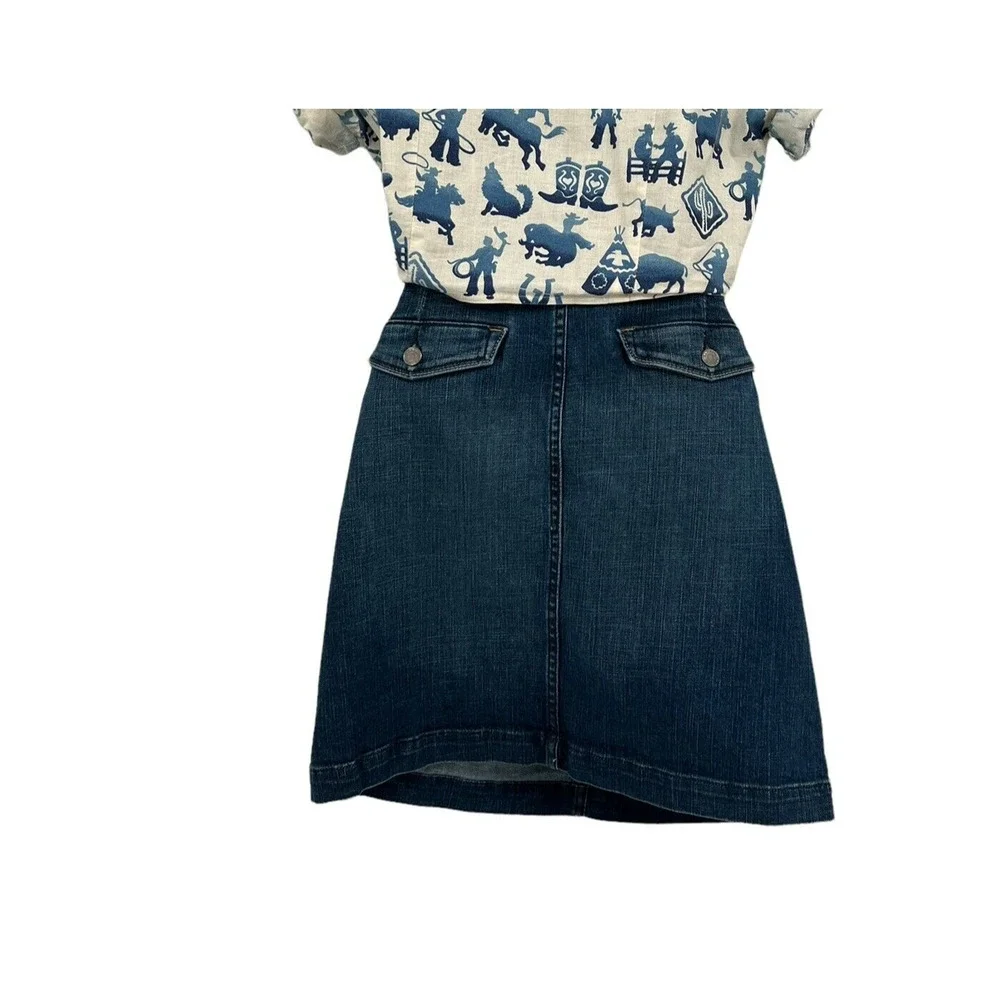 Banana Republic Women Knee Length Blue Pencil Denim Skirt Career Business‎ Sz 6